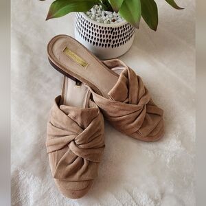 Louise Et Cie Bylot Leather Suede Twist Knot Slip On mules